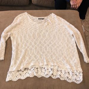LF white beige lace sweater